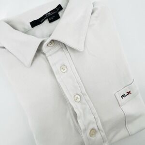 RLX Ralph Lauren Men's Polo Shirt‎ L White Pima Cotton Short Sleeve Half Button